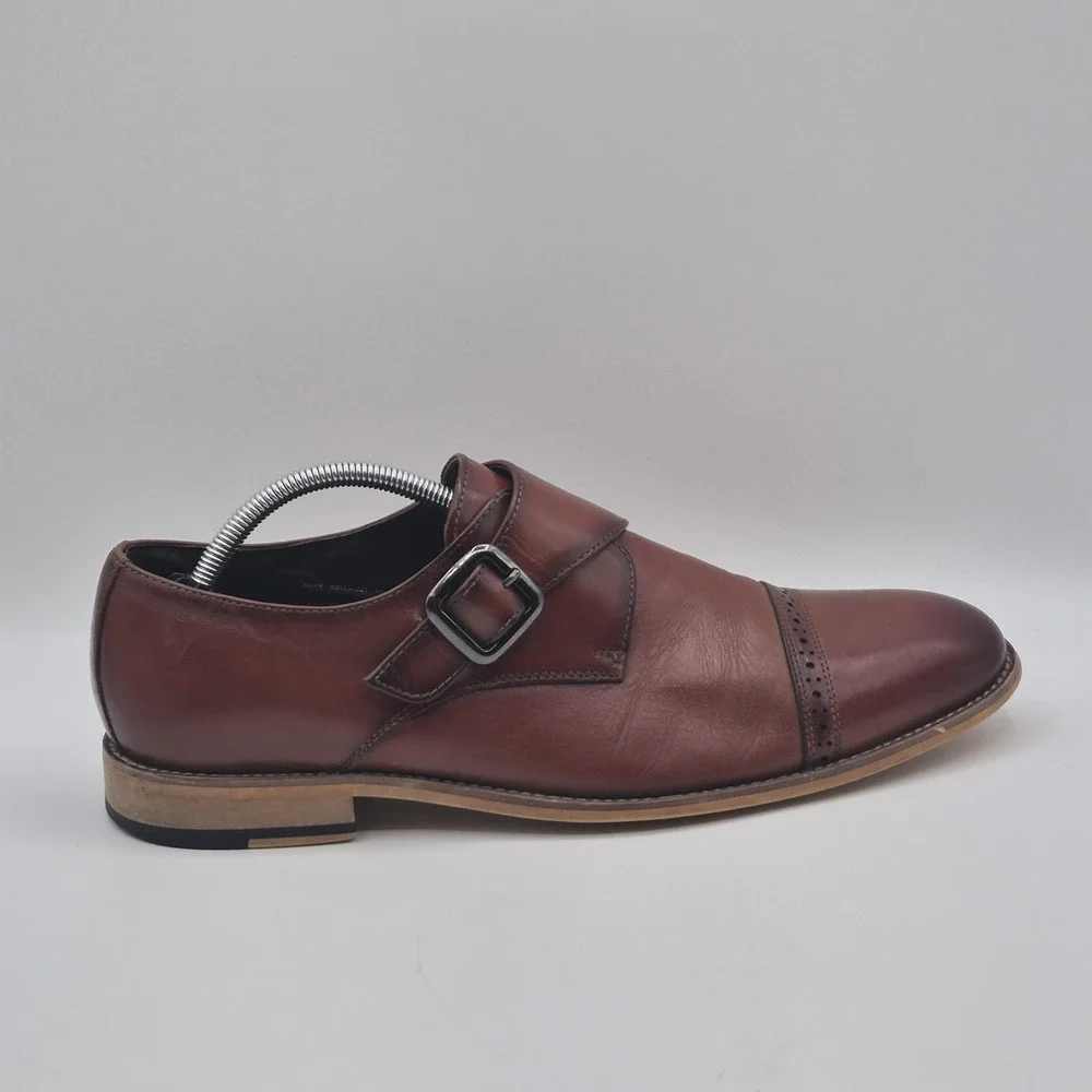 Stacy Adams Shoes Mens Size 10.5 Brown Monk Strap Cap Toe Oxford Dress 25102-221